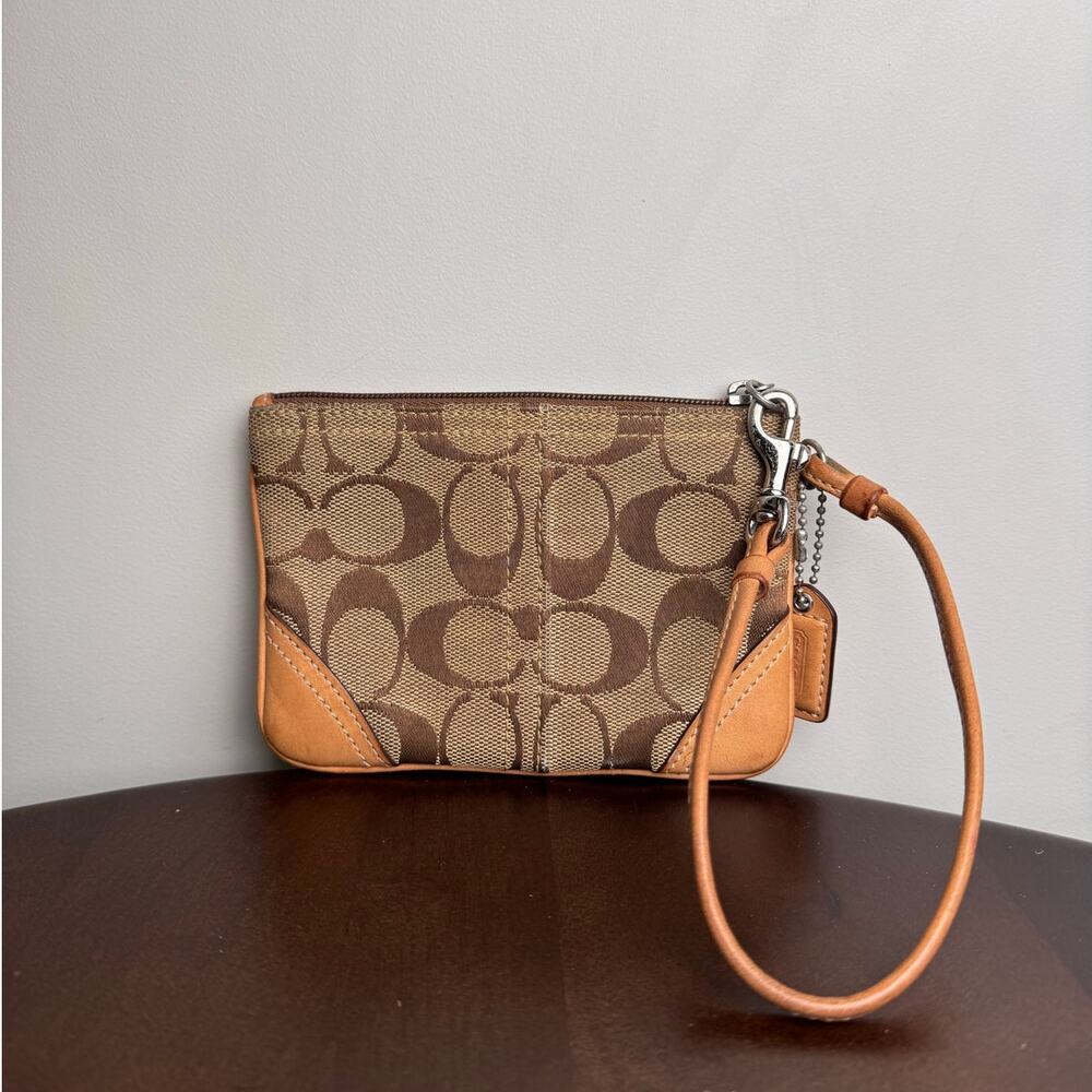 Coach Signature Logo Monogram Wristlet